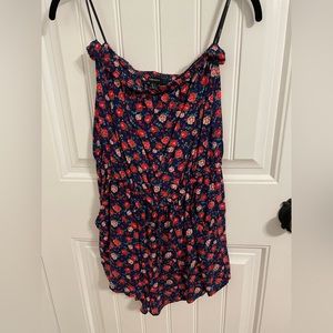 Forever 21 Blue Floral Strapless Romper Size Large